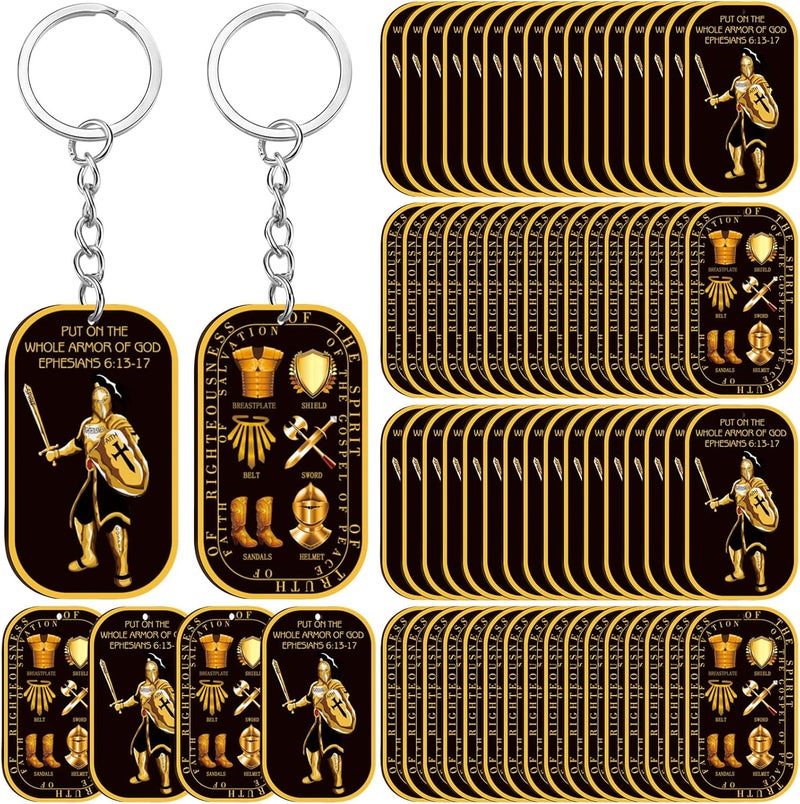 Sureio Christian Gifts Bulk Put on The Whole Armor of God Keychains Acrylic Military Dog Tag Keychain for Men Women - Image 1